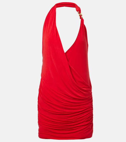 Draped halterneck jersey minidress