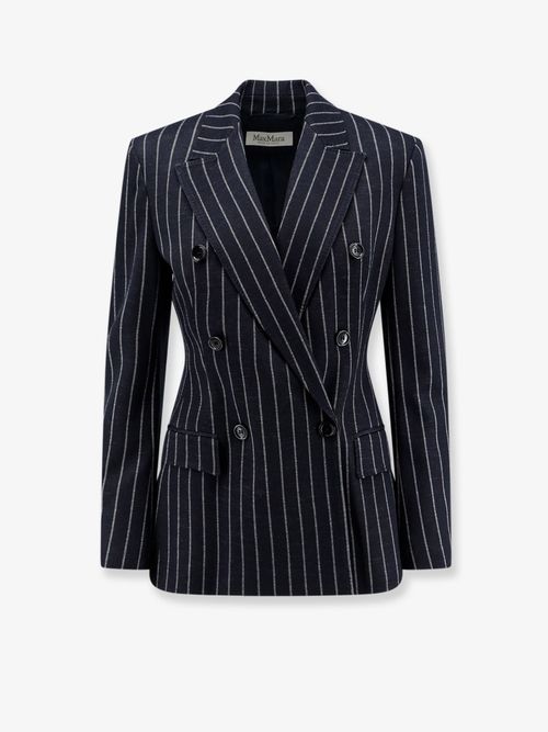 Pinstripe Wool-Viscose Blazer — Black