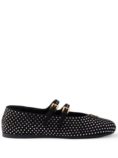 Crystal-embellished ballerina shoes - Black