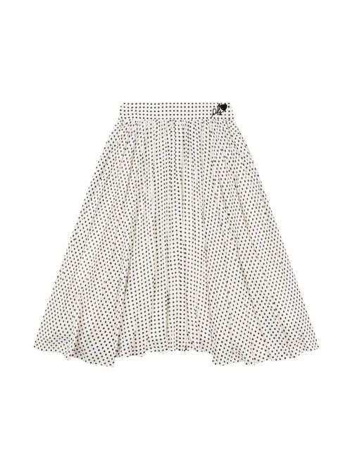 Logo-embroidered polka-dot skirt - White