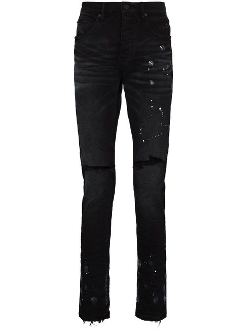 Paint splatter-effect skinny jeans - Black