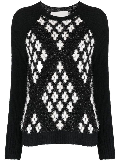 Argyle-check knitted jumper - Black