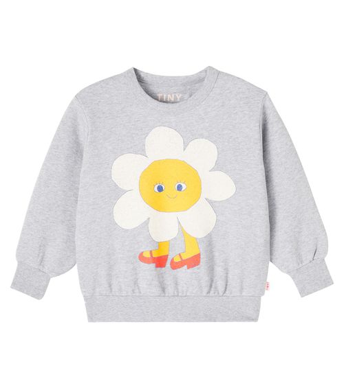 Flower printed cotton jersey sweatshirt