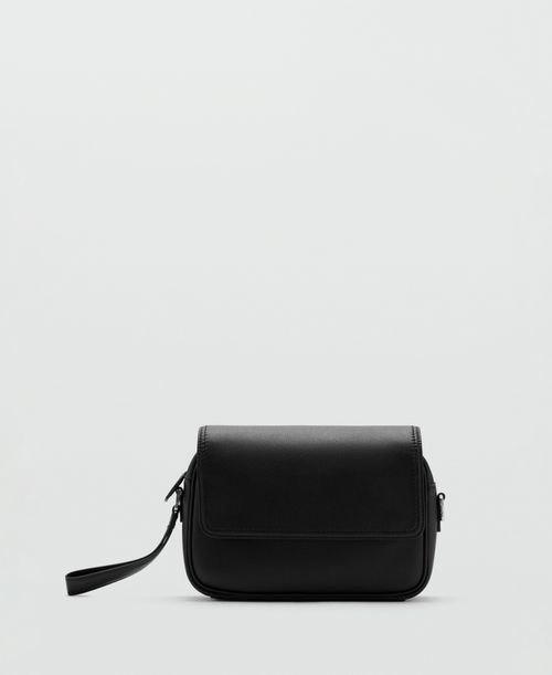 Men's Leather Strap Bag - Black