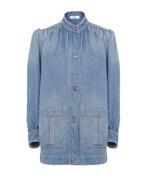 Gathered denim jacket