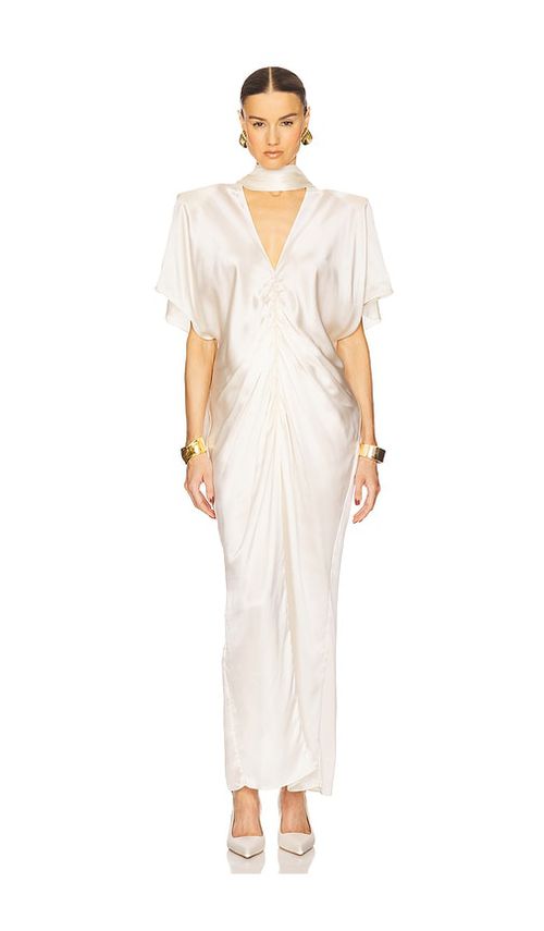 Helsa The Demeter Dress in Silk Lyocell in Crea