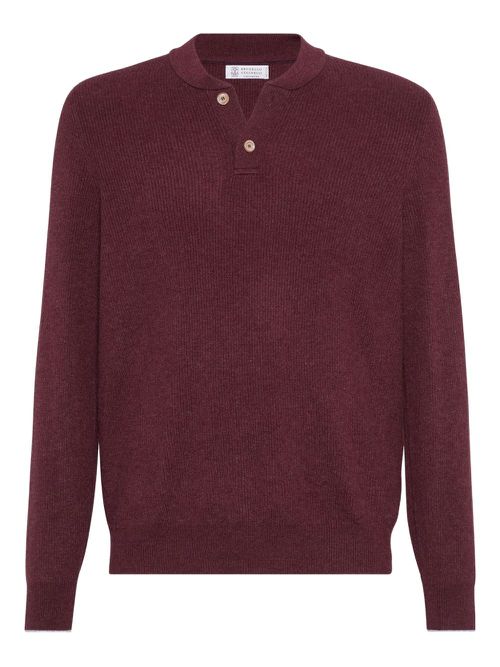 Ribbed henley sweater - Red