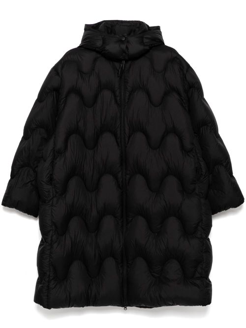 Wavy-quilted down coat - Black