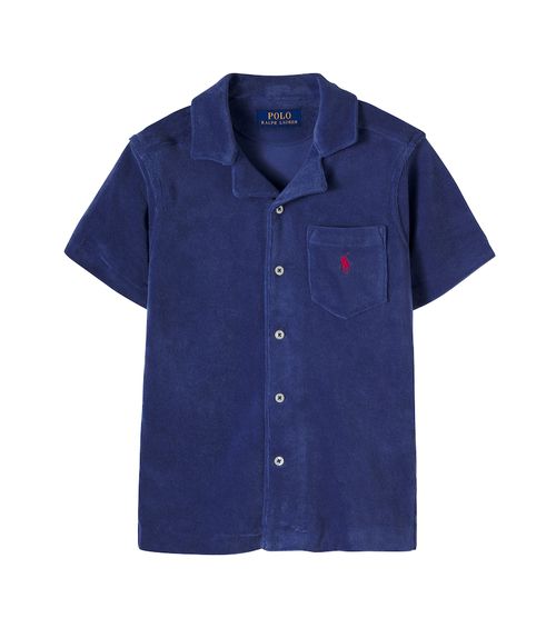 Cotton-blend terry polo shirt