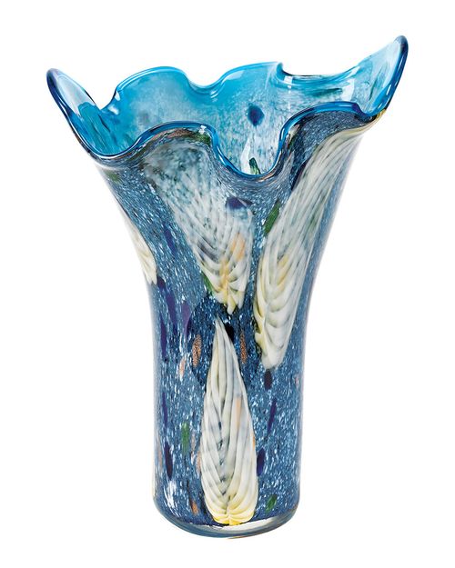 Allegrotto Murano Style Art Glass 17In Blue Napkin Vase