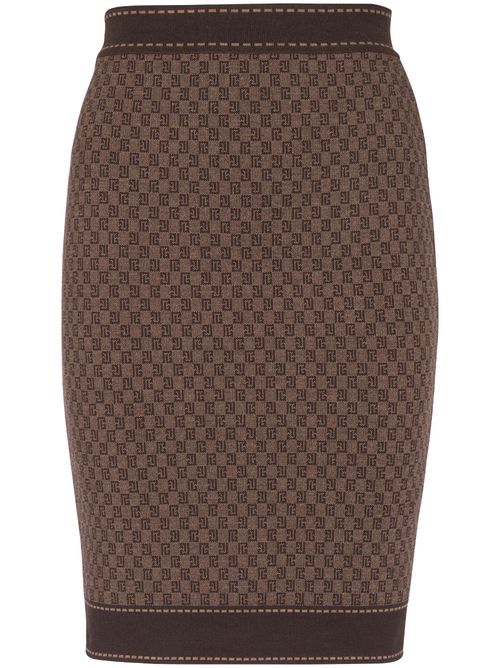 Monogram-jacquard skirt - Brown