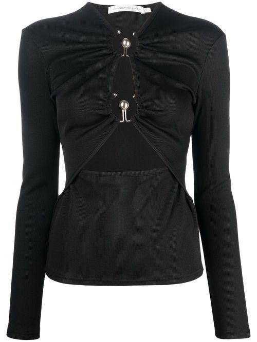 Cut-out detail long-sleeve top - Black