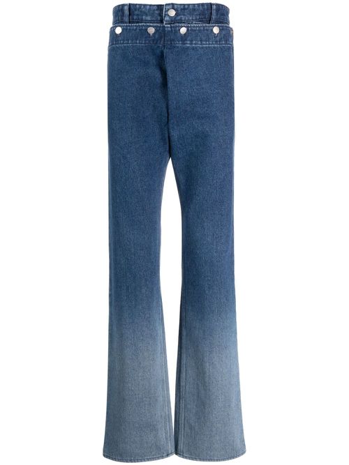 Double-waistband straight-leg jeans - Blue