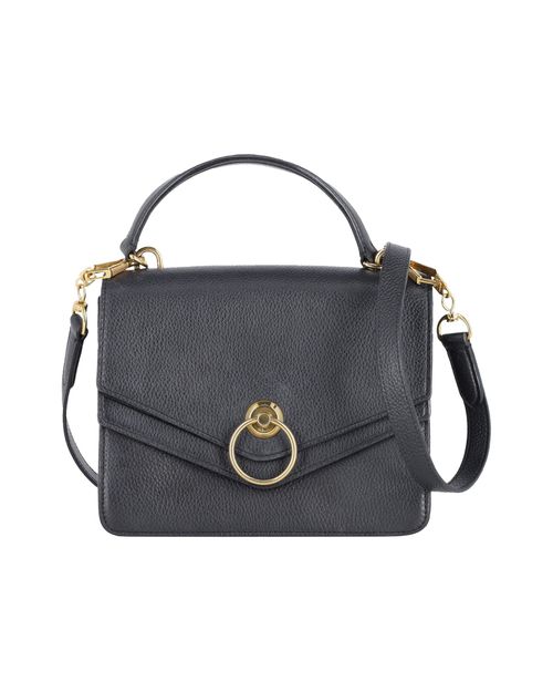 Harlow Satchel Crossbody Bag in Black Grained Leather