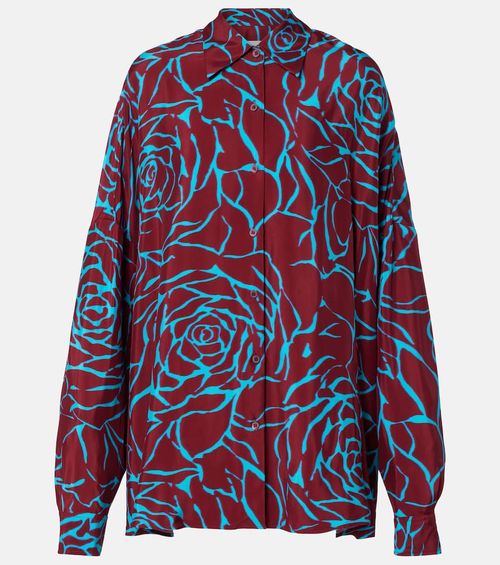 Printed oversized satin shirt