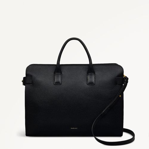 Womens Leather The Rathbone Large Laptop Grab - Black Large