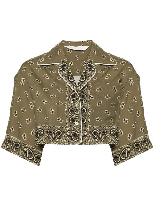 Paisley-print cropped shirt - Green