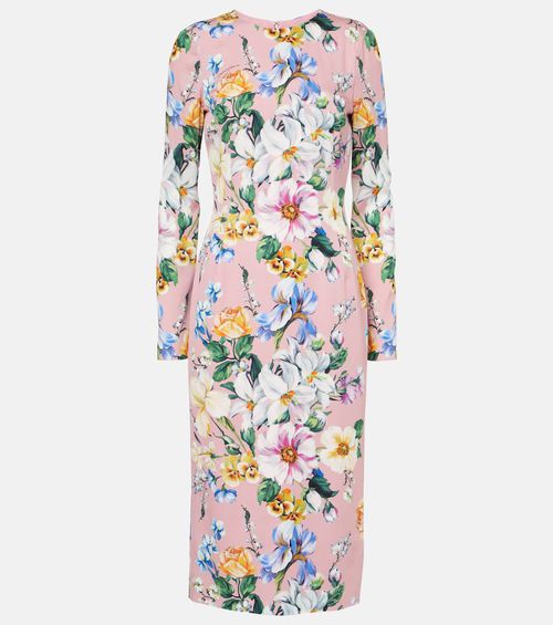 Floral silk-blend midi dress
