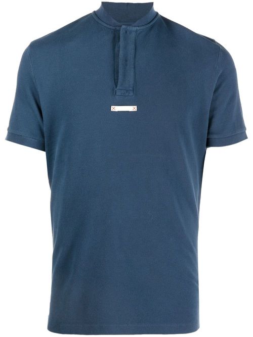 Logo-patch cotton polo shirt - Blue