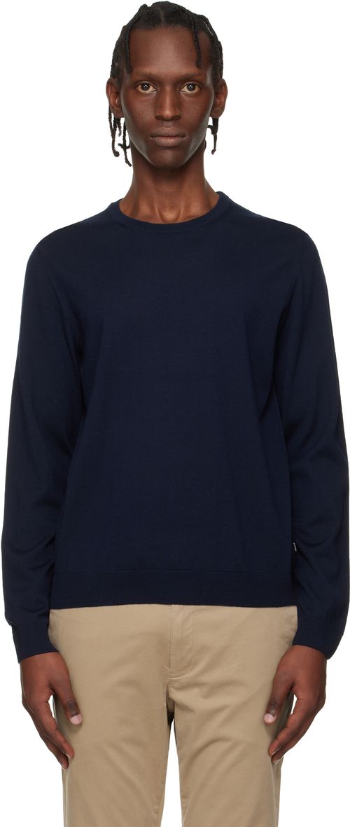 Navy Slim-Fit Merino-Wool Sweater