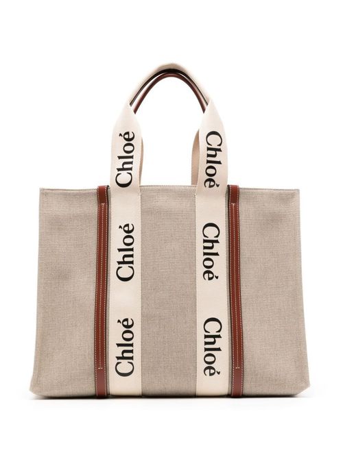 Woody Large Canvas And Leather Tote Bag