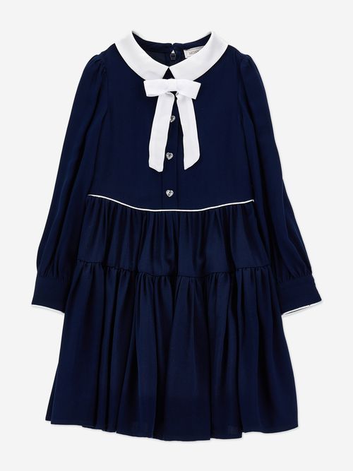 Girls Irina Twill Dress in Navy 10 Years Blue By Childsplay Clothing