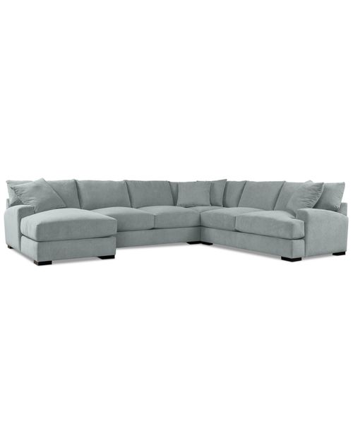 Rhyder 4-Pc. Fabric Chaise Sectional with Apartment Sofa, Exclusively at Fog
