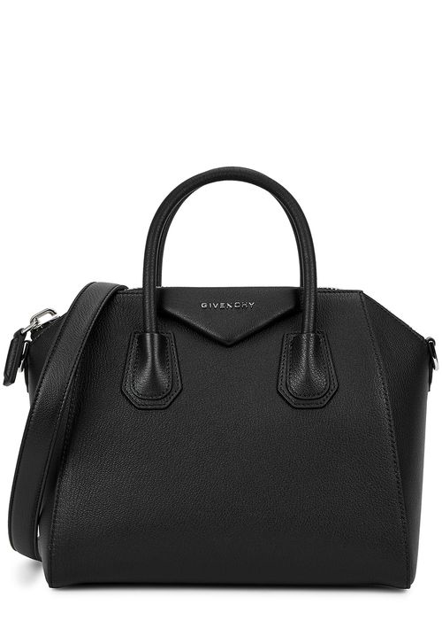 Antigona small black leather top handle bag