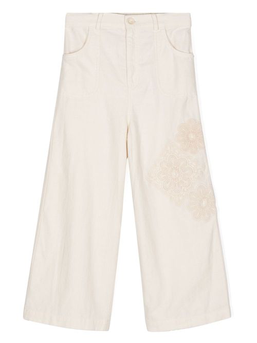 Halliday floral-appliqué trousers - Neutrals