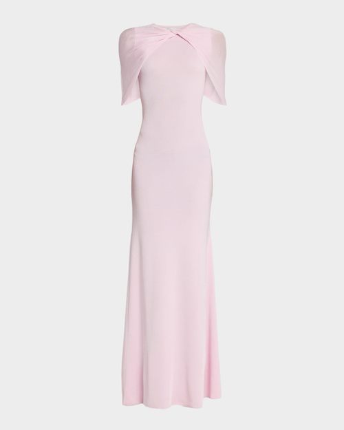Twist Draped Shawl Mermaid Gown