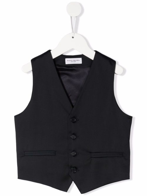 V-neck single-breasted waistcoat - Blue