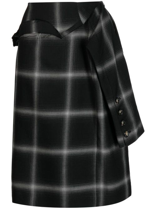 Birkin plaid-check wool skirt - Black
