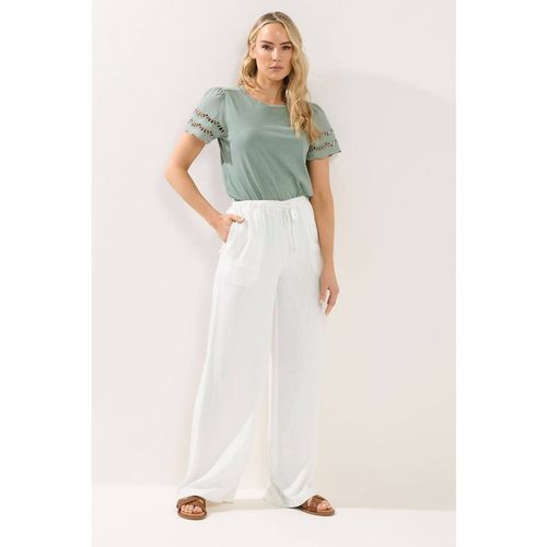 Long Tall Sally Women's Tall Wide Leg Linen Trousers in White