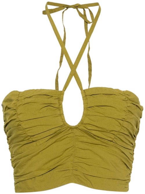 Ruffled halterneck top - Green