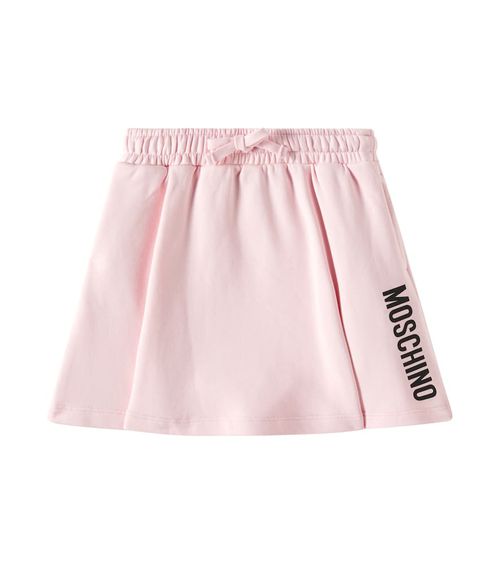 Moschino Kids Logo bow-detail pleated cotton skirt