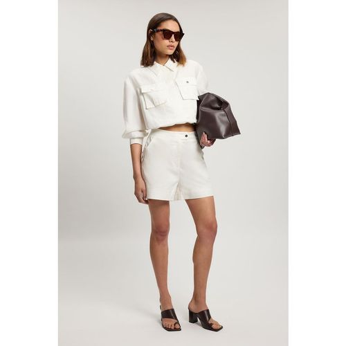 Karen Millen Womens Utility Organdie Pocket Detail Short - White Cotton