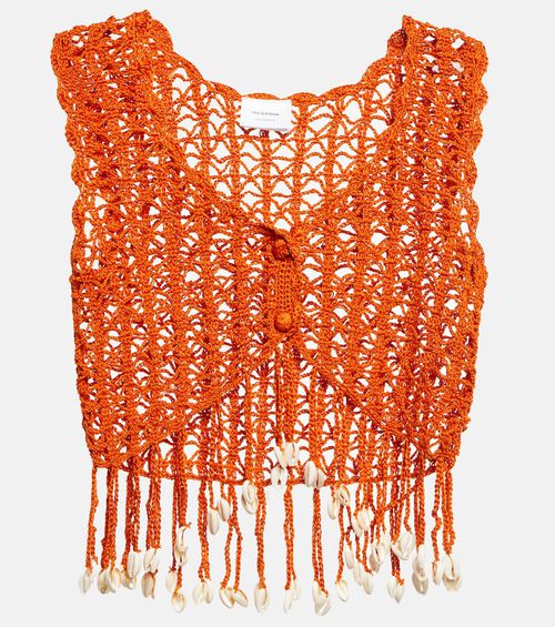 Embellished crochet crop top