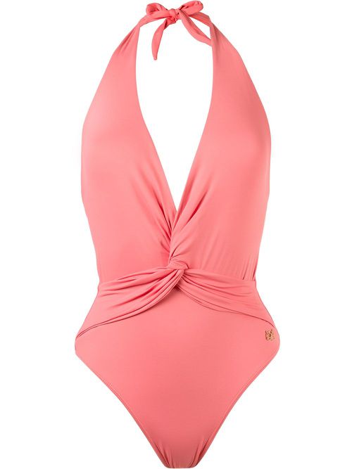 Deep v-neck wrapped swimsuit - Pink