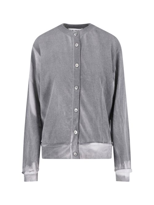 Cherub Spray-Dye Merino Wool Sweatshirt with Smoke Mother-of-Pearl Buttons