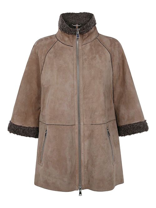 Suede zip-up jacket - Brown