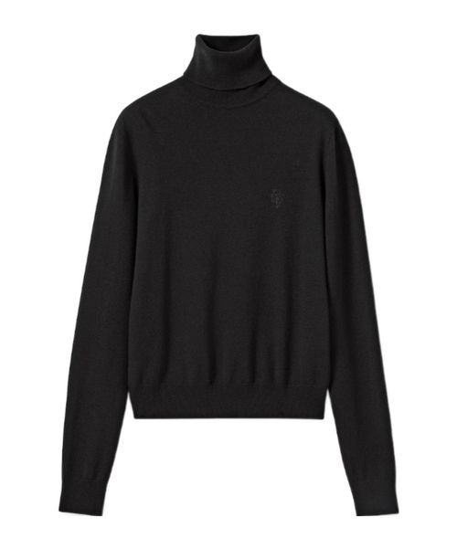 Knit wool turtleneck with embroidery