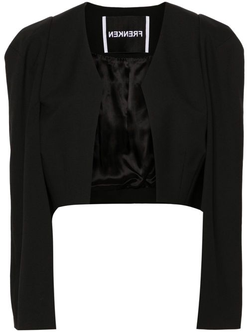 Long puff-sleeved cropped jacket - Black