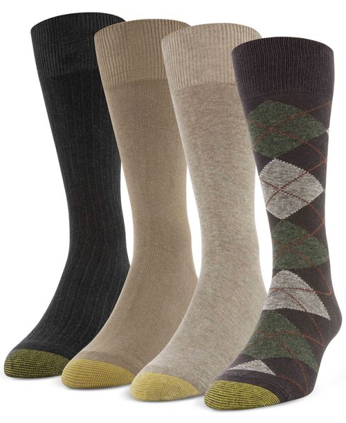 Men's 4-Pack Casual Argyle Crew Socks, Created for Macy's - Khaki
