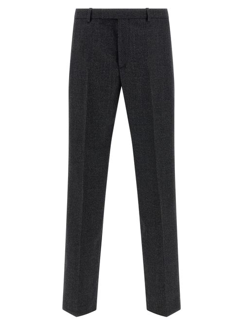 Wool Mouliné Tailored Trousers — Gray