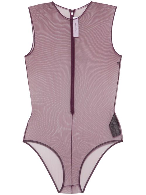 Crew-neck mesh bodysuit - Red