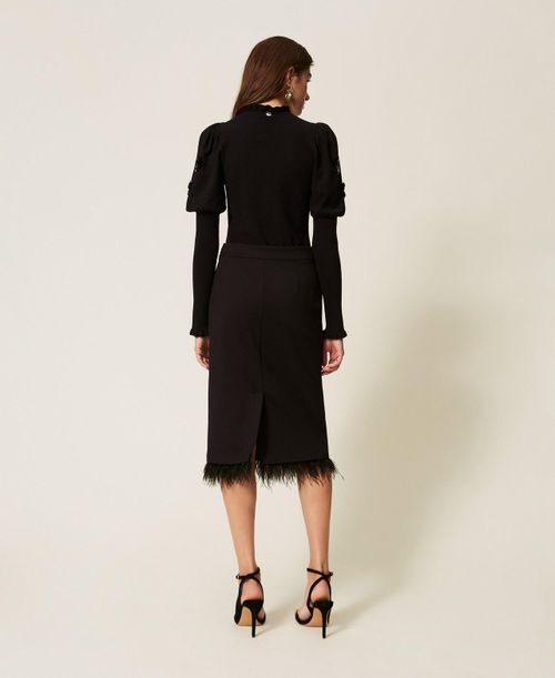 Midi skirt with feathers