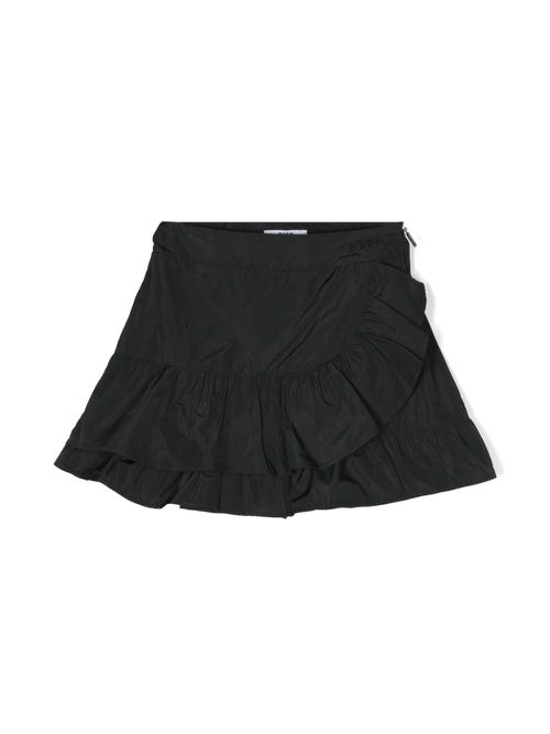 Logo-embroidered ruffled skirt - Black