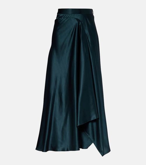 Asha asymmetric silk satin maxi skirt