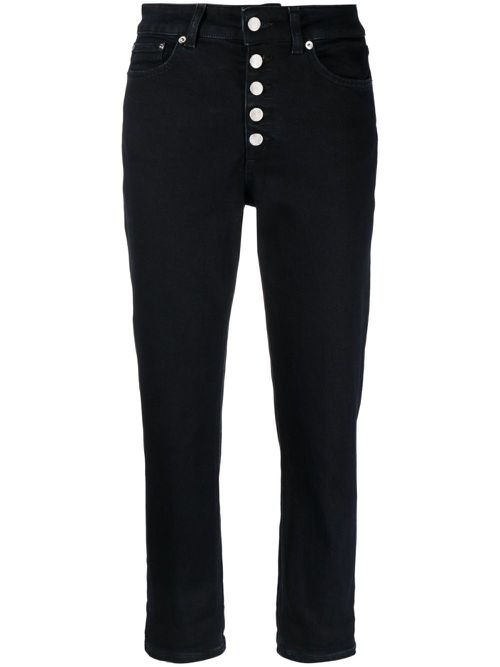 High-waisted cropped jeans - Blue