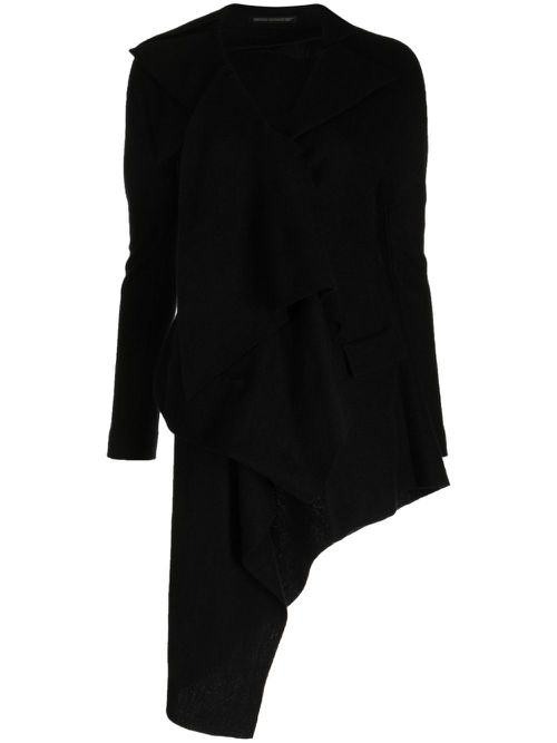 Asymmetric-hem wool coat - Black